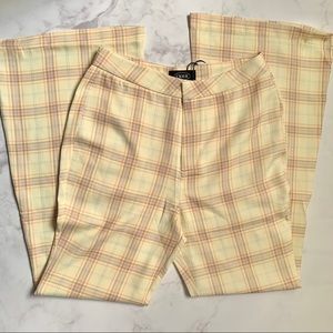 Yellow Flared Plaid Pants